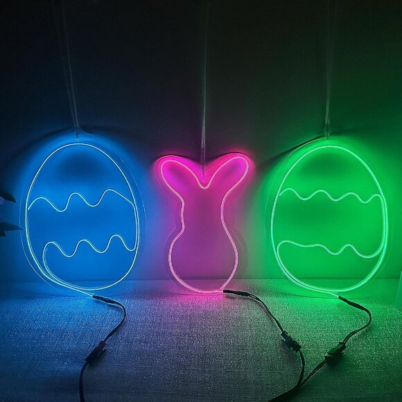 Easter Light Up Neon Sign 3 Piece Set Easter Decor - Picture 1 of 6
